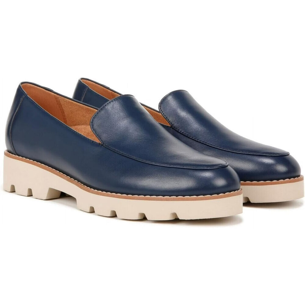 Vionic Kensley Flat Women 7.5 Blue Leather Slip On Moc Toe Loafers Shoes GAL1051